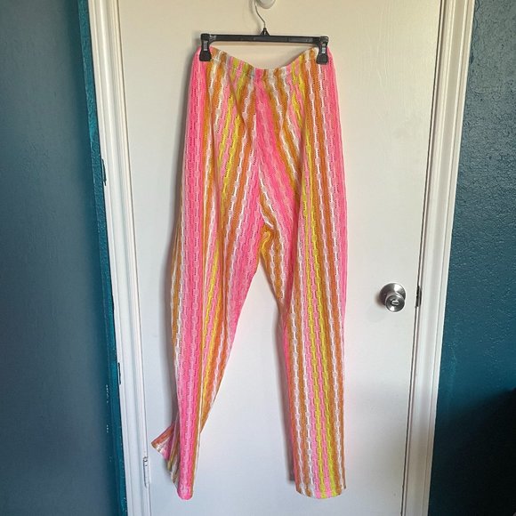 wild fable Other - NWT Wild Fable Plus Size Crochet Knit Cover Up Pants Pink Tri Color Stripe 4X